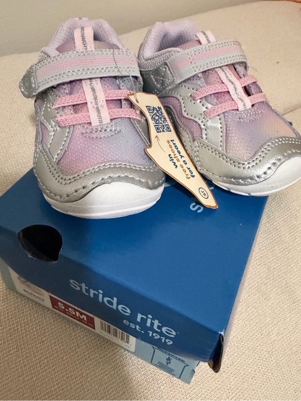 Stride Rite Pink and Silver Toddler Sparkle Sneakers